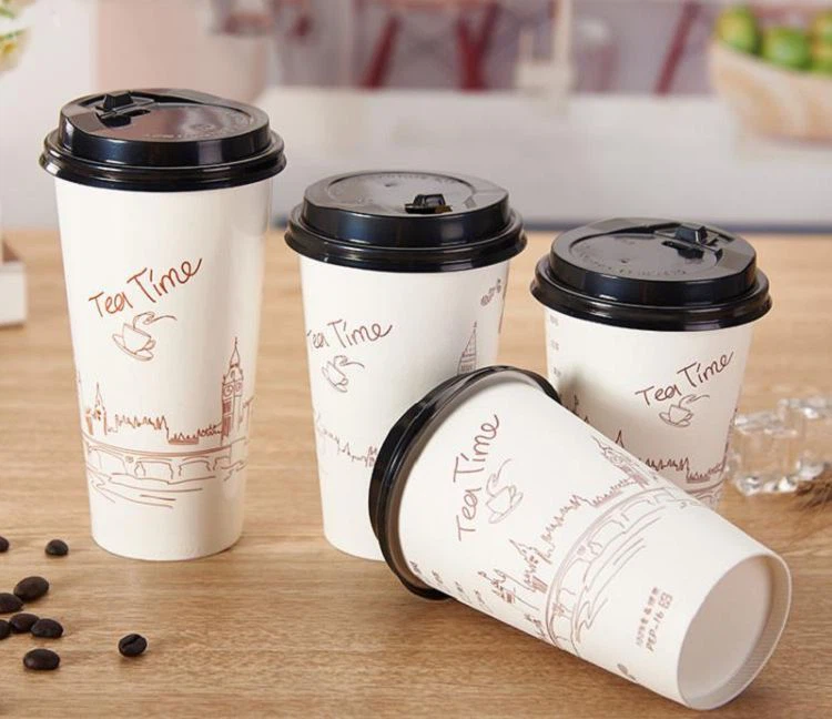 paper cups with black lids(001)
