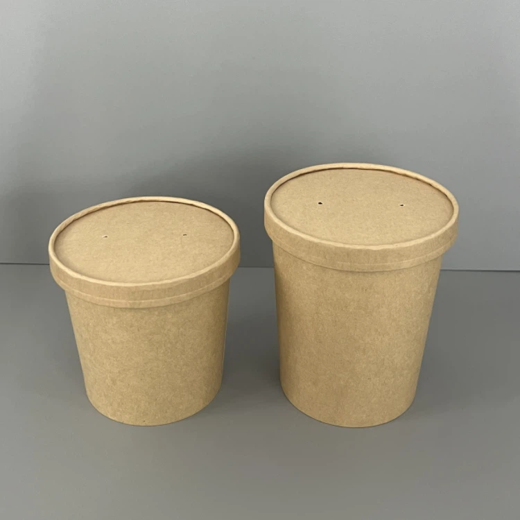 26oz and 32oz kraft soup containers with vented lids