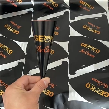 Ice Cream Cone Wrapper Cone Sleeves With Dome Plastic Lids