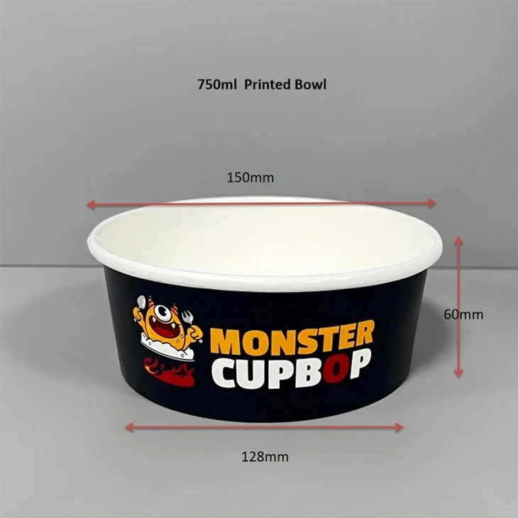 750ml Kraft Food Bowl With Transparent Lid