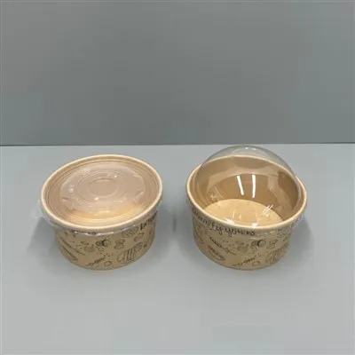 400ml Printed Kraft Food Bowls With PP And PET Lids